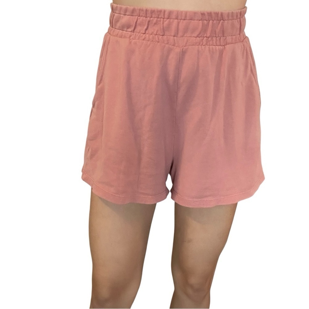 Zara Pull On Shorts Pink High Waisted Cotton Casual Lounge Summer Size Medium